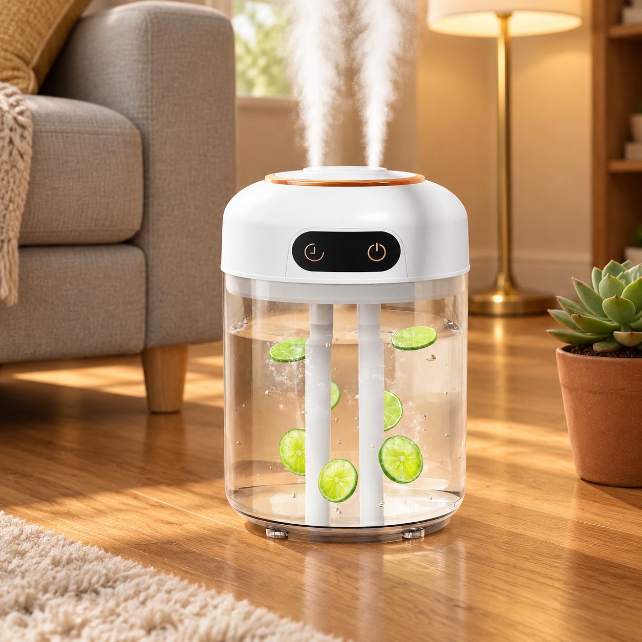 Humidificador de 4.5 litros con doble salida, control remoto y función de temporizador