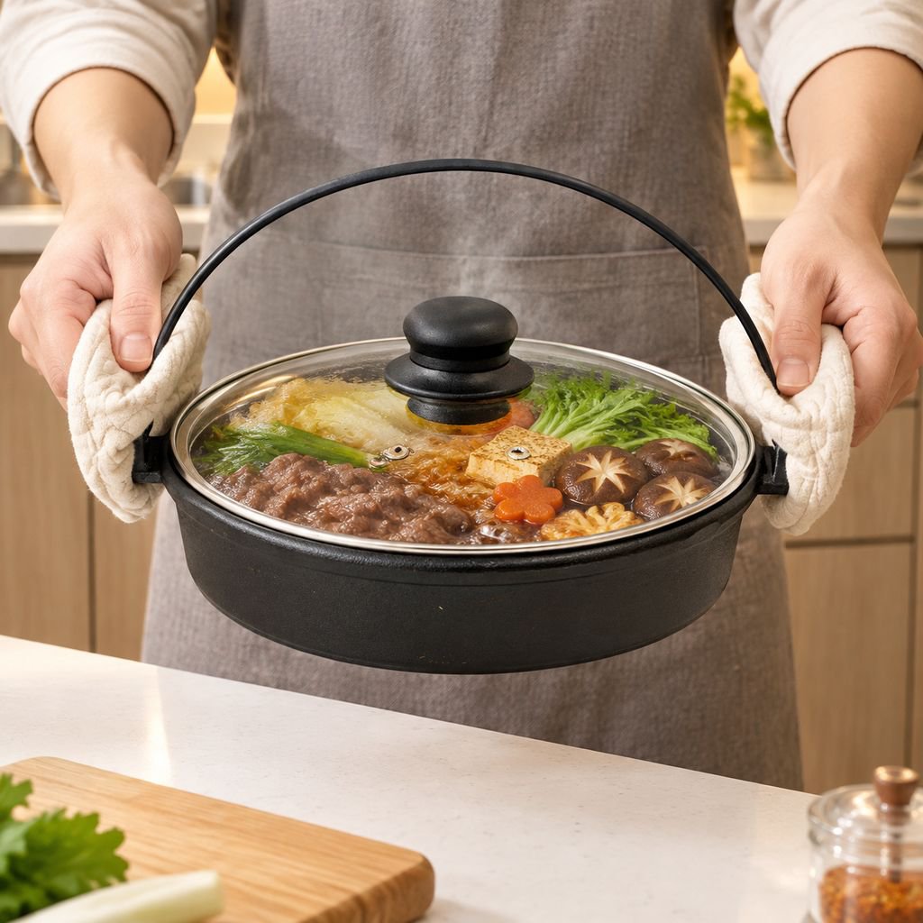  18-22cm 一人用 日本式すき焼き鍋 ノンスティック鋳鉄製フライパン グリル兼用