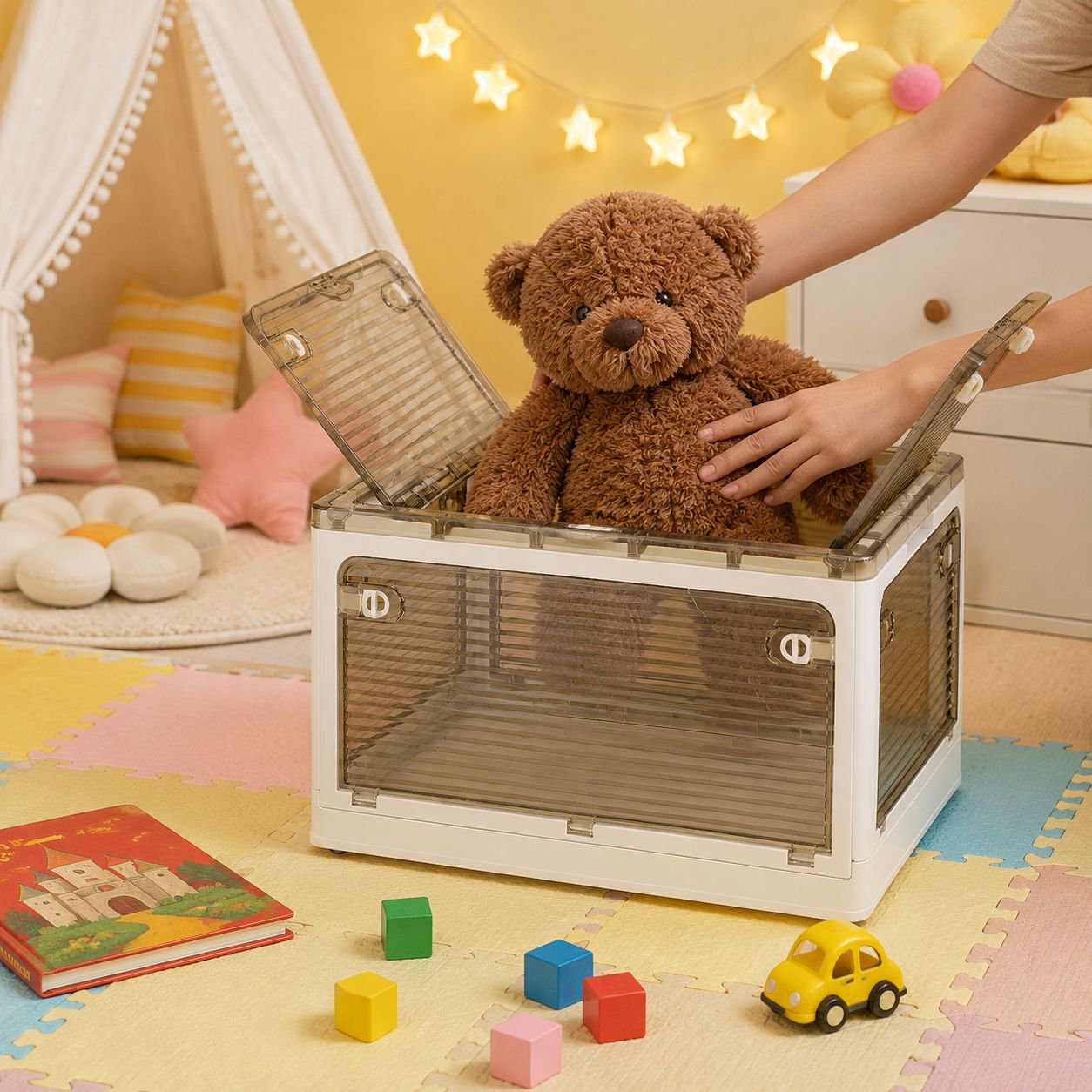 Multifunctional Foldable 5-Door Storage Box with Wheels, Suitable for Clothes, Toys, and Sundries