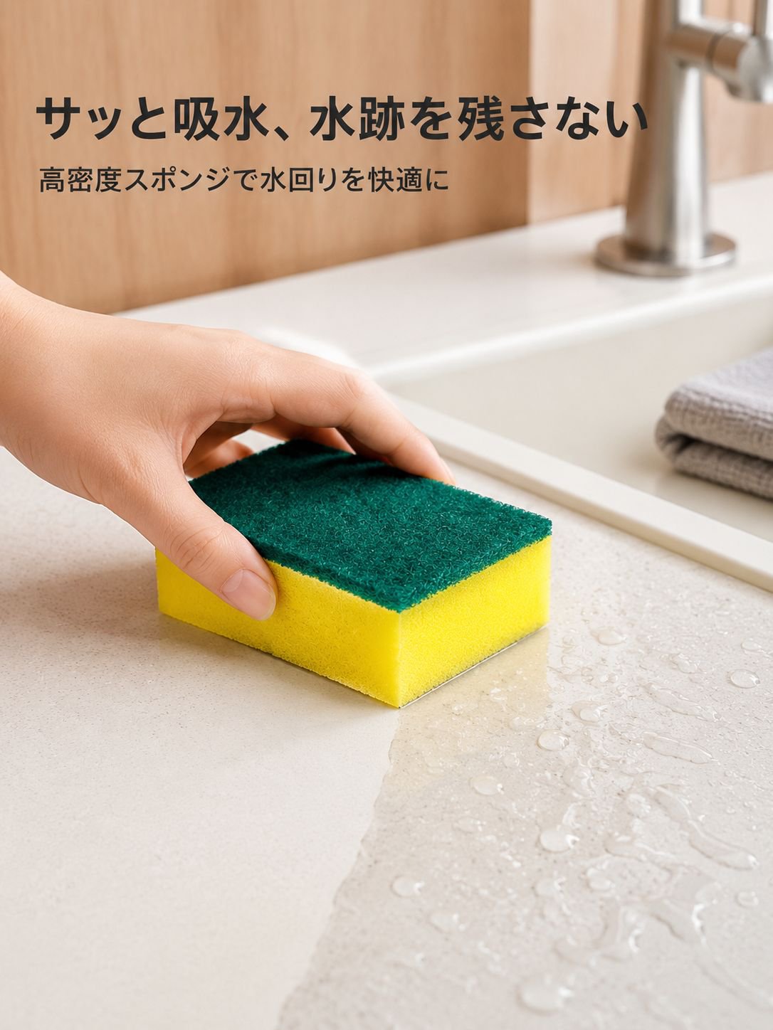 キッチンでのスポンジたわし使用イメージ
