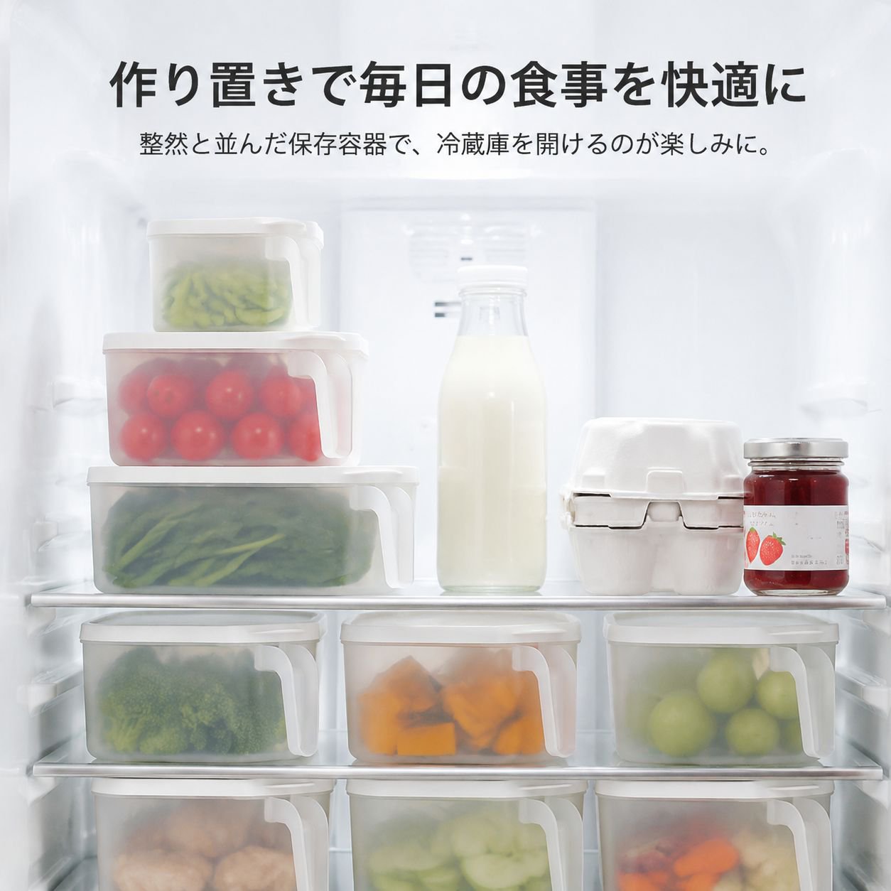 冷蔵庫収納ボックス 卵・野菜用フードグレード密封保存容器