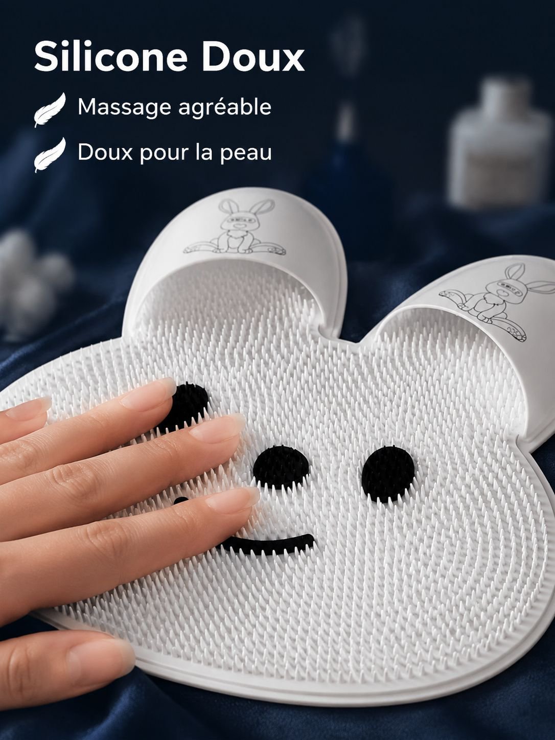 Coussinets de massage en silicone antidérapants motif lapin