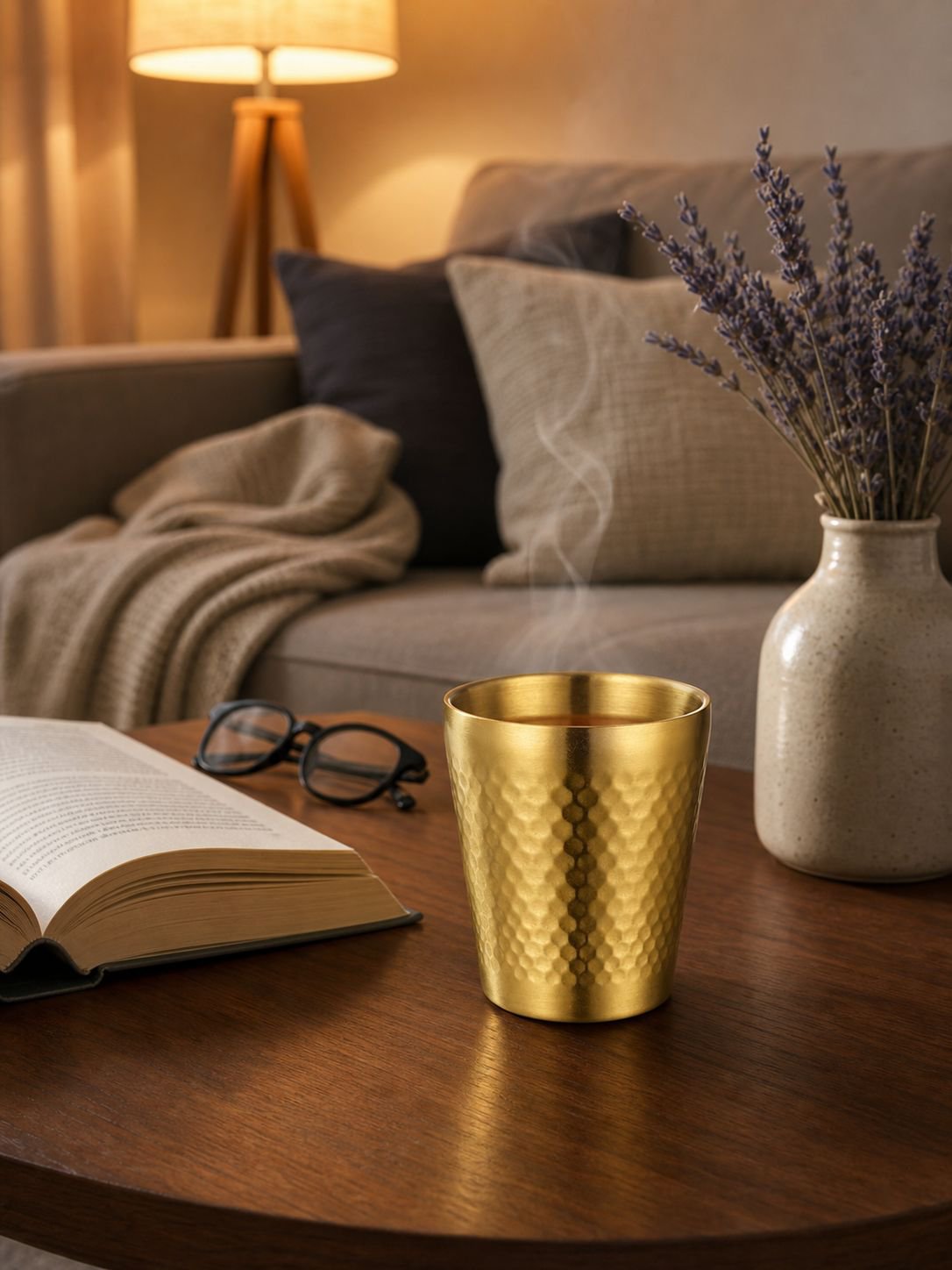 modern hammered design insulated mug
