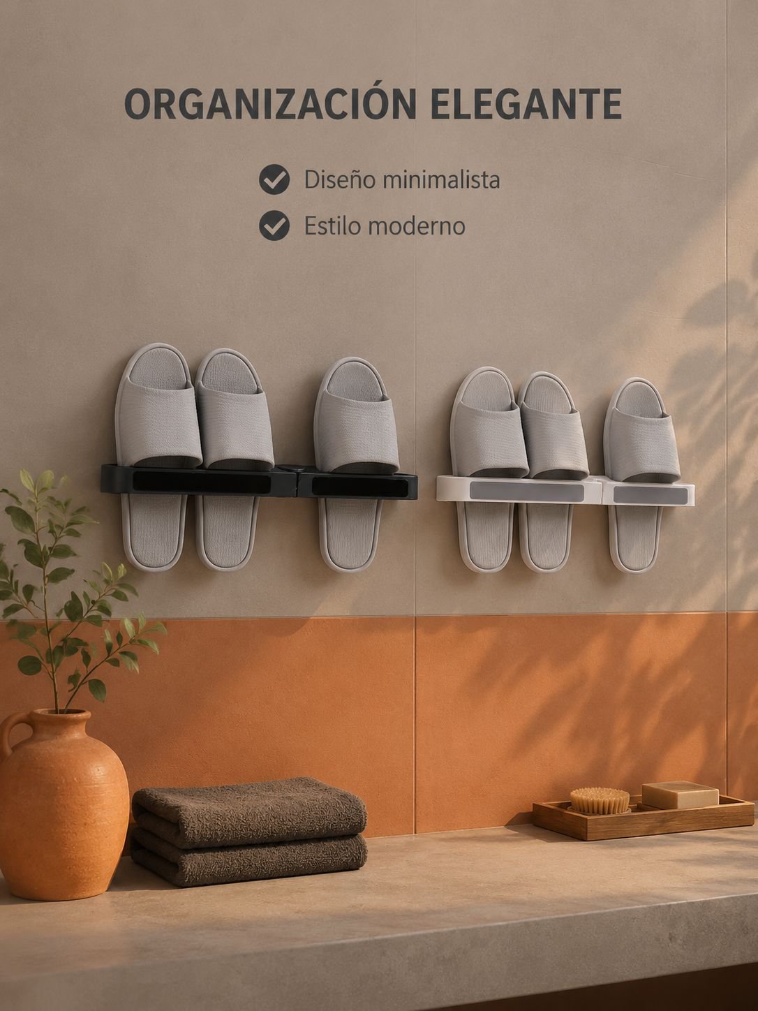 Soporte para zapatillas de baño sin taladro, estante de pared para escurrir y organizar zapatos