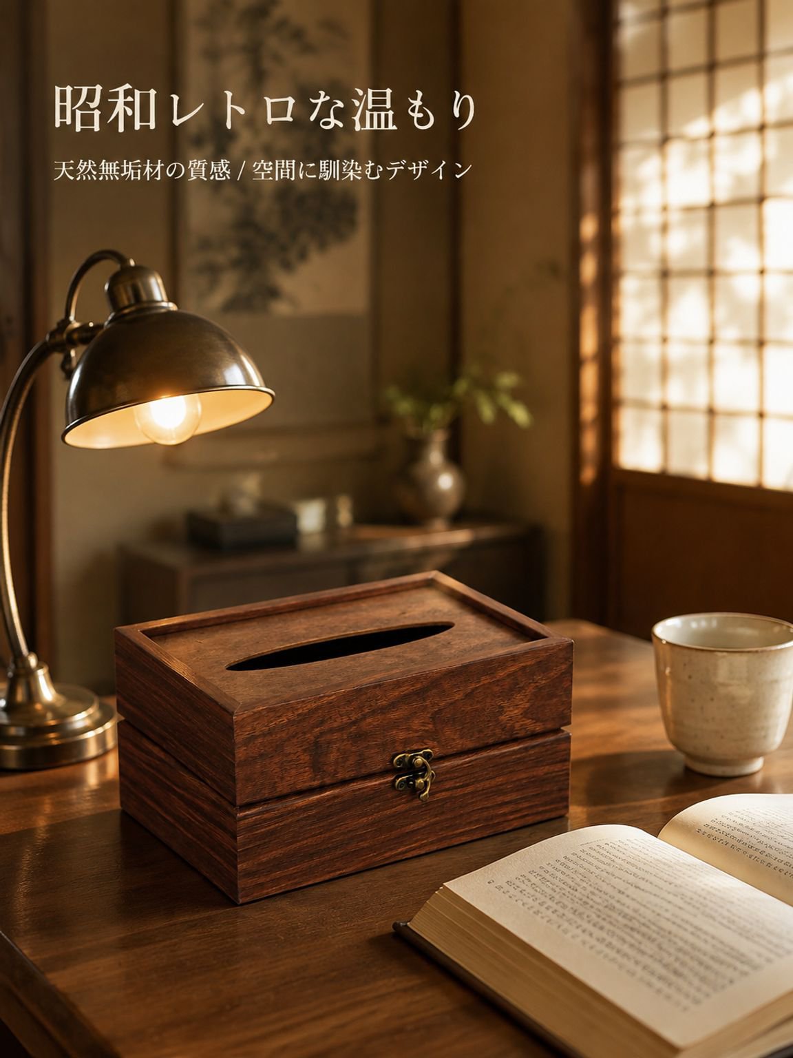 多機能な天然木製ティッシュボックス