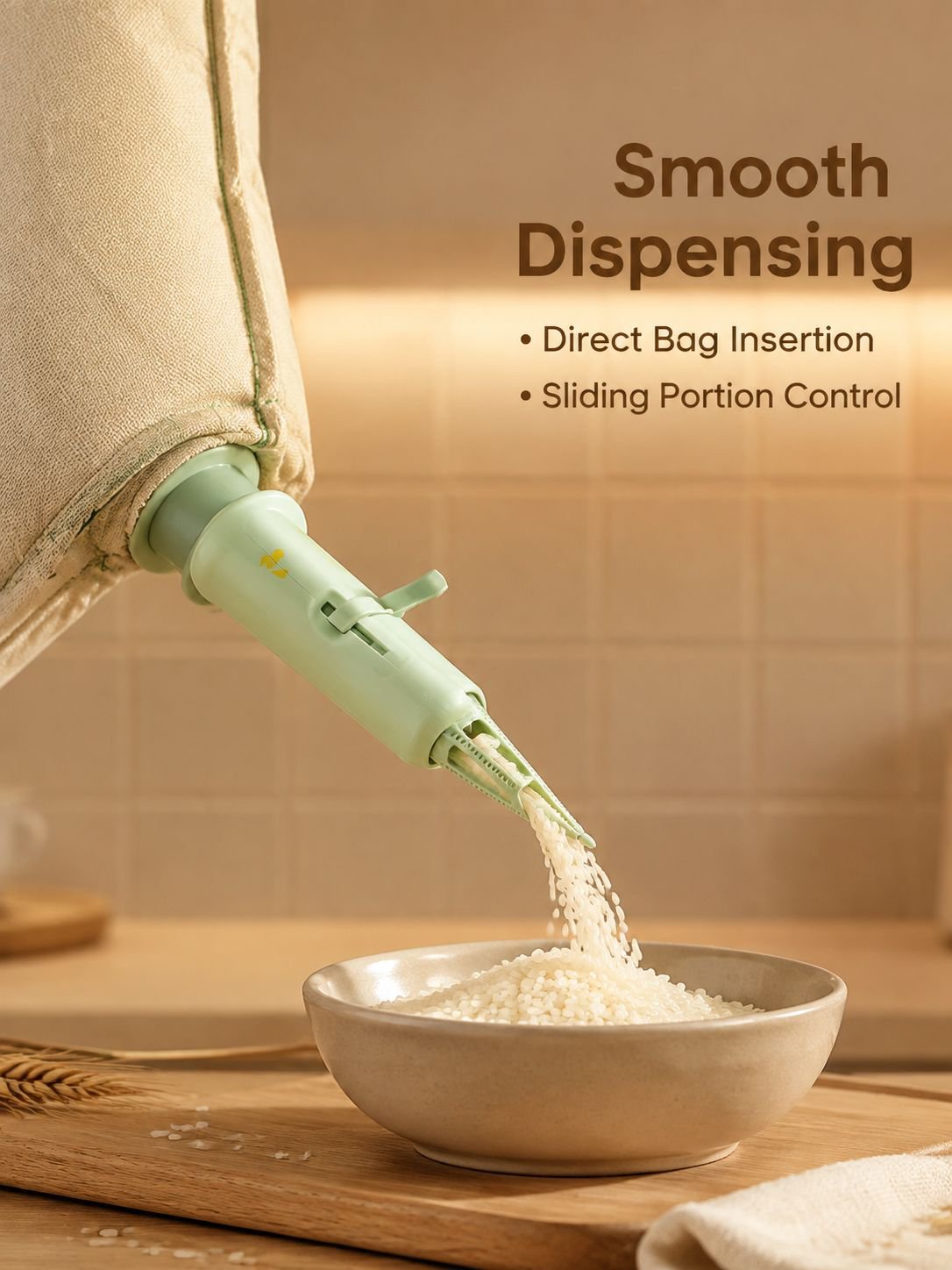 Household Multi-Functional Rice Dispenser Without Bag Removal