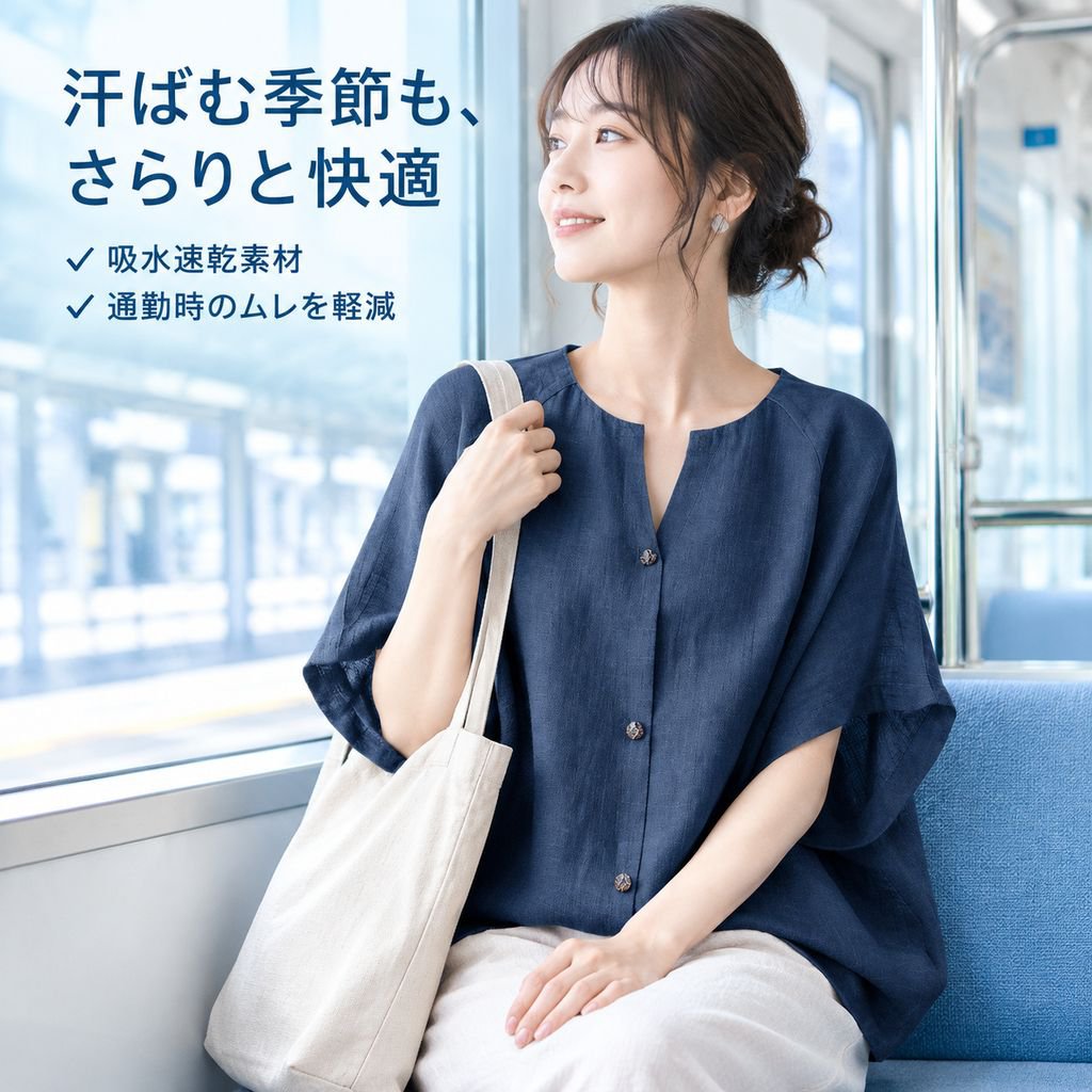 デザイン感あふれる日本風おしゃれ細見えトップス レディース