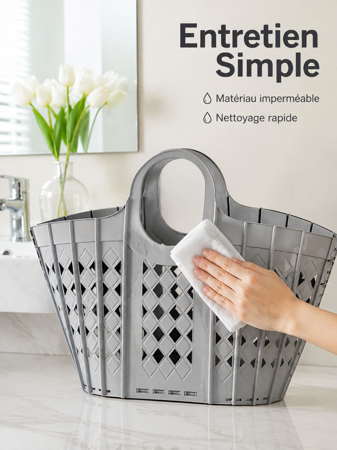 Grand panier à linge sale en plastique