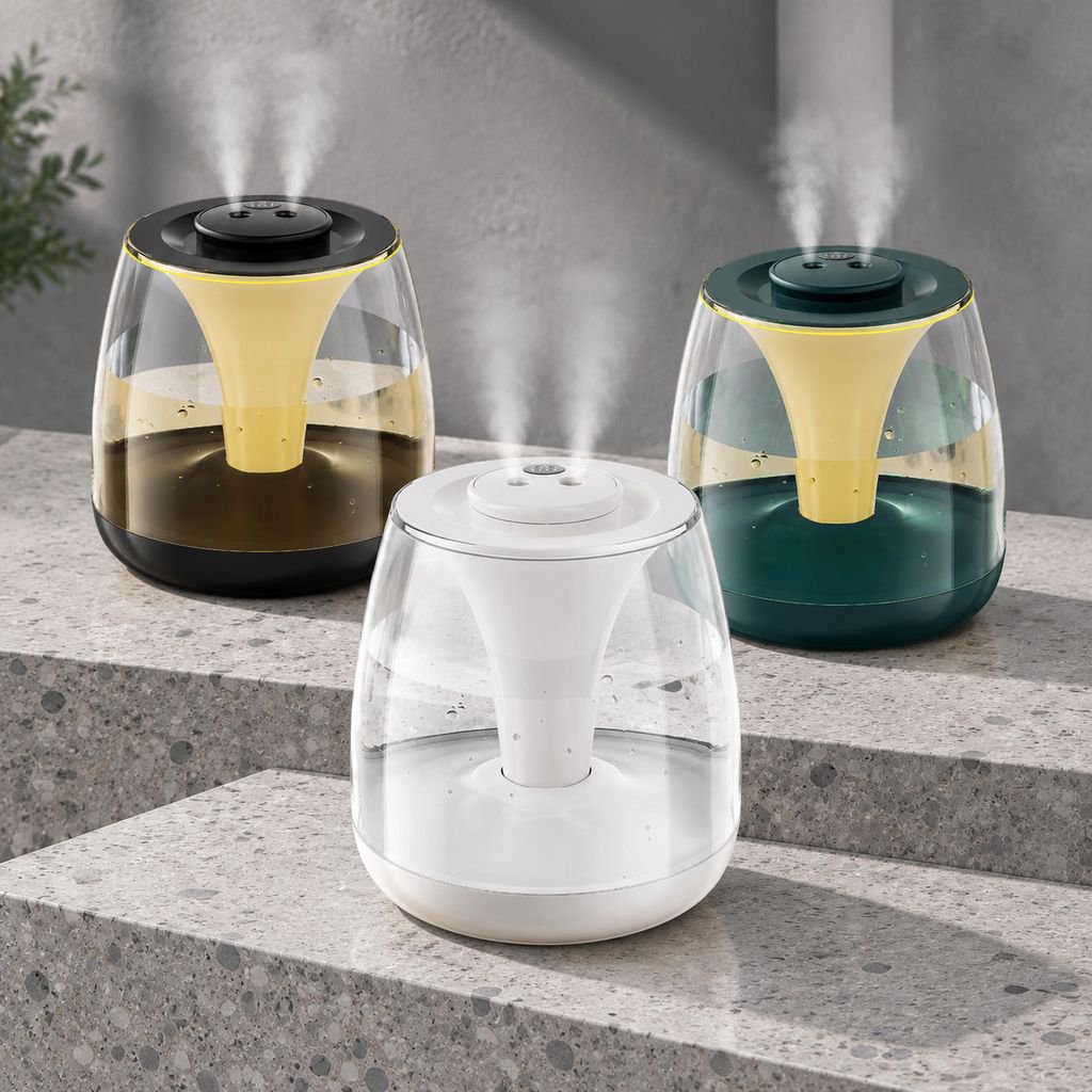 新型デュアルジェットミニ加湿器、屋内・家庭用ポータブルUSB加湿器、高ミスト出力。
