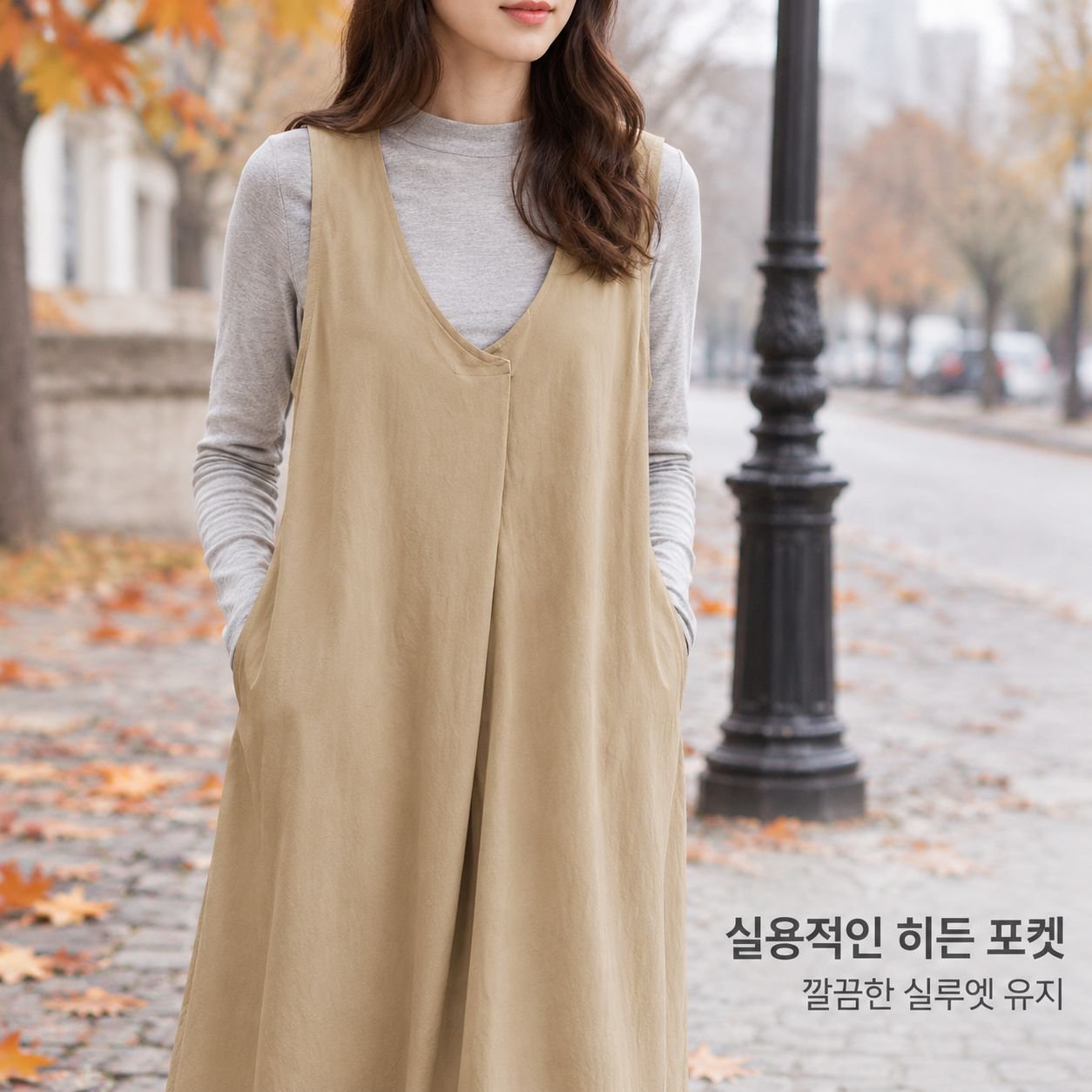 루즈핏 일본풍 민소매 V넥 베스트, 가을겨울 신상 빅사이즈 여성의류, 솔리드 A라인 슬림핏