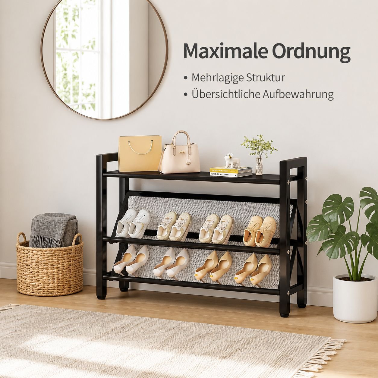 Ultradünnes, neigbares, mehrlagiges Schuhregal