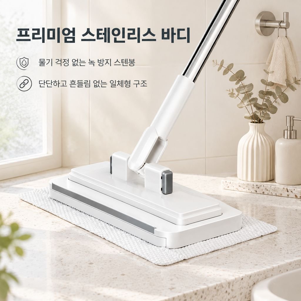 페이스타올 걸레집게 밀대 욕실 화장실 벽면청소 자동클램프 평면 밀대걸레