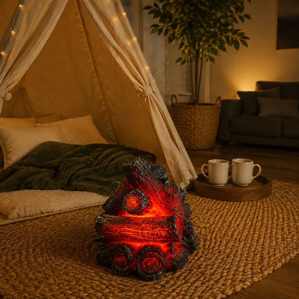 Home decoration resin charcoal LED flame light