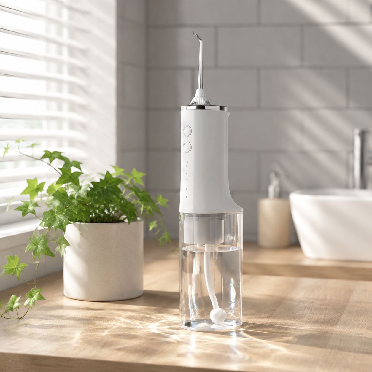 Compact travel-friendly water flosser