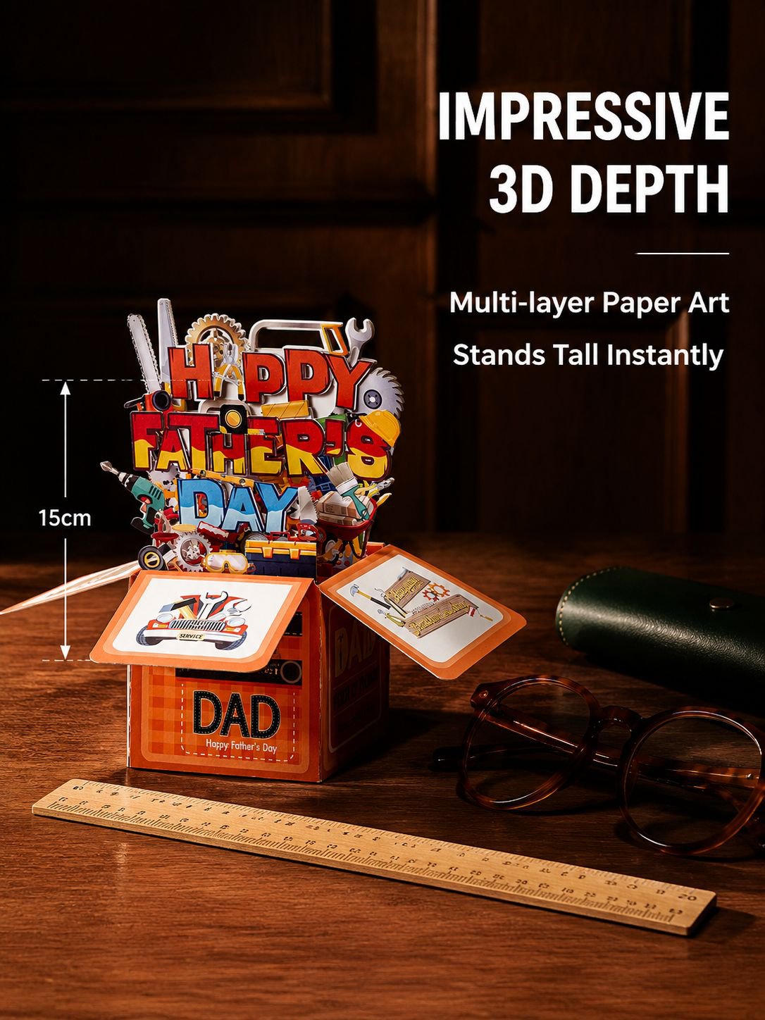 Father's Day BEST DAD Pop-up Box Card Foldable Gift