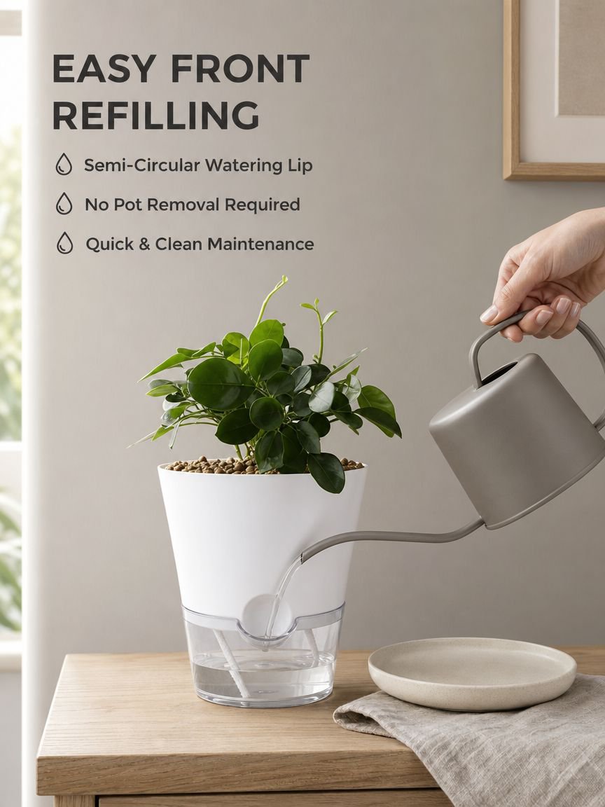 Self-Watering Lazy Flower Pot Plastic Resin Hydroponic Planter