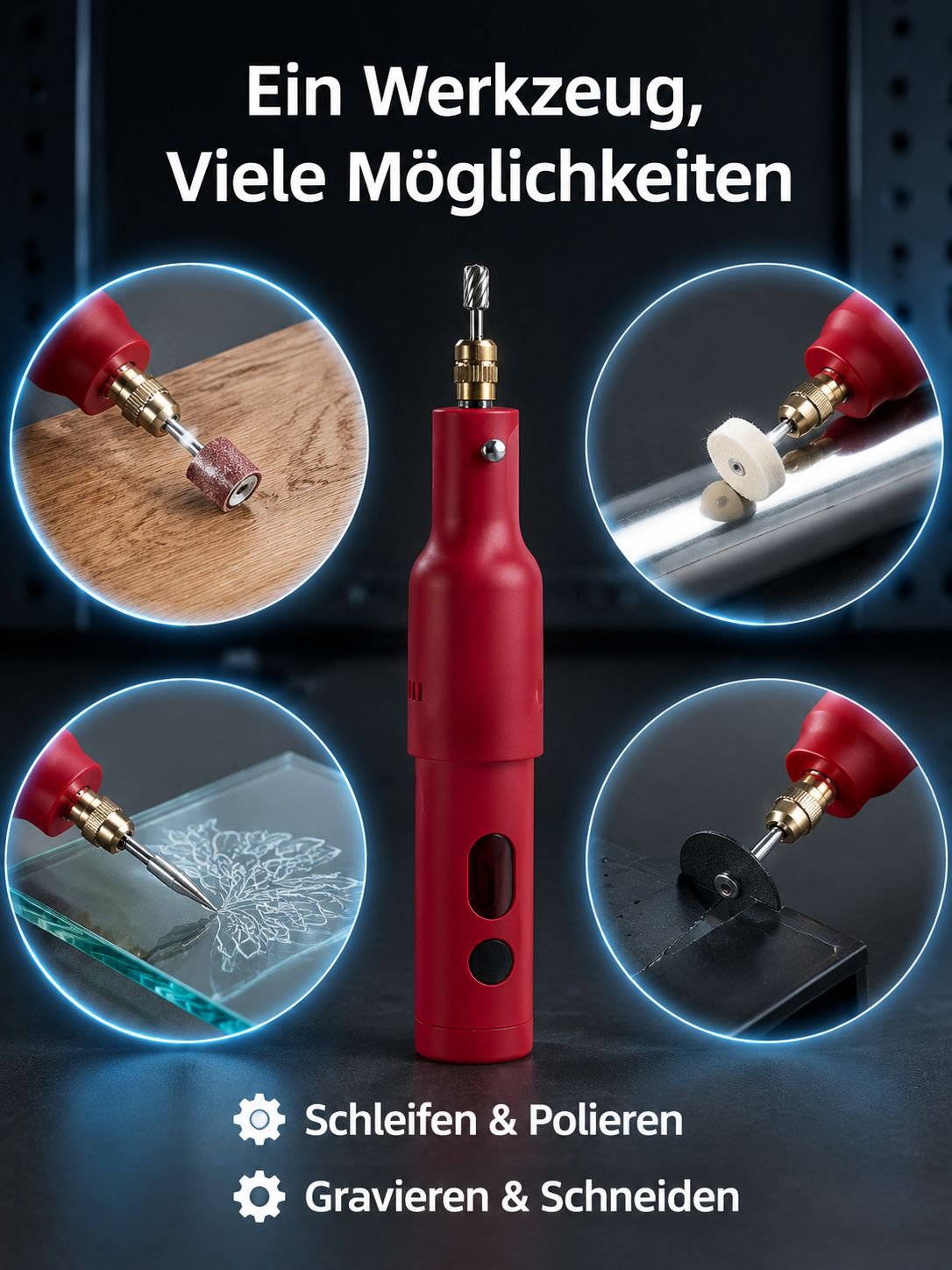 Multifunktionale elektrische Schleif-, Polier- und Gravurmaschine