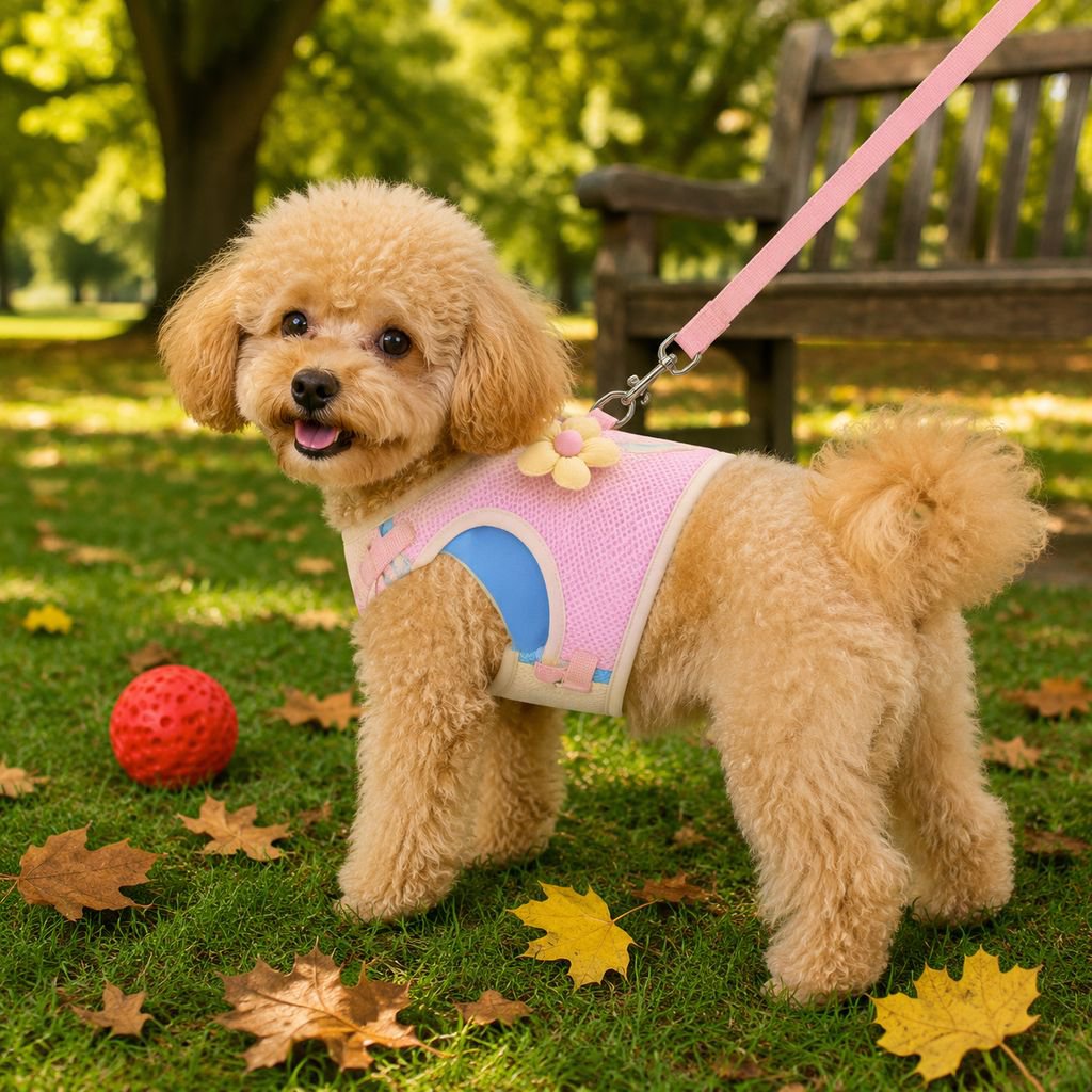 Dog leash, dopamine-enhancing color-blocked harness, breathable and lightweight harness for small do