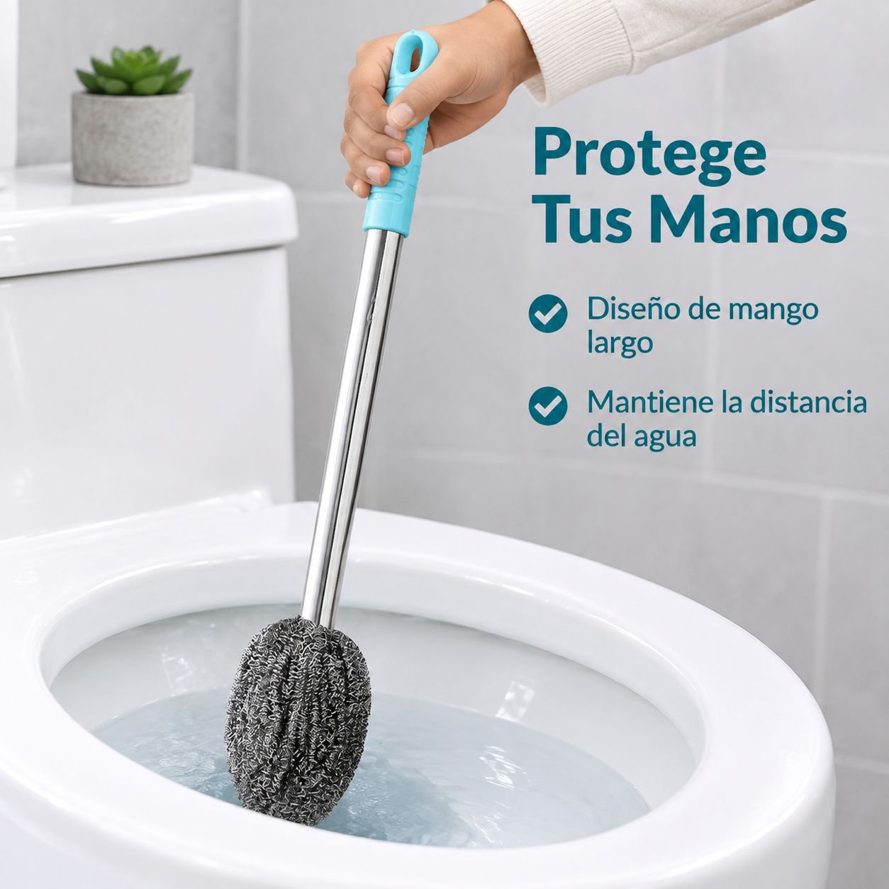 Cepillo de inodoro de alambre de acero seguro para las manos