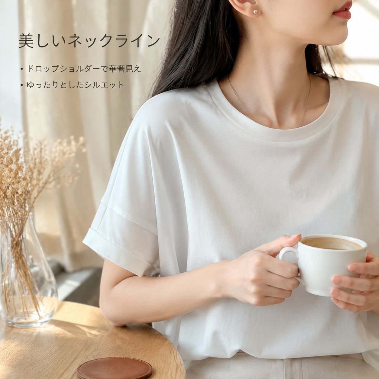 ゆるっとペーパードール体型カバーTシャツ レディース 日本風シルクモダール半袖