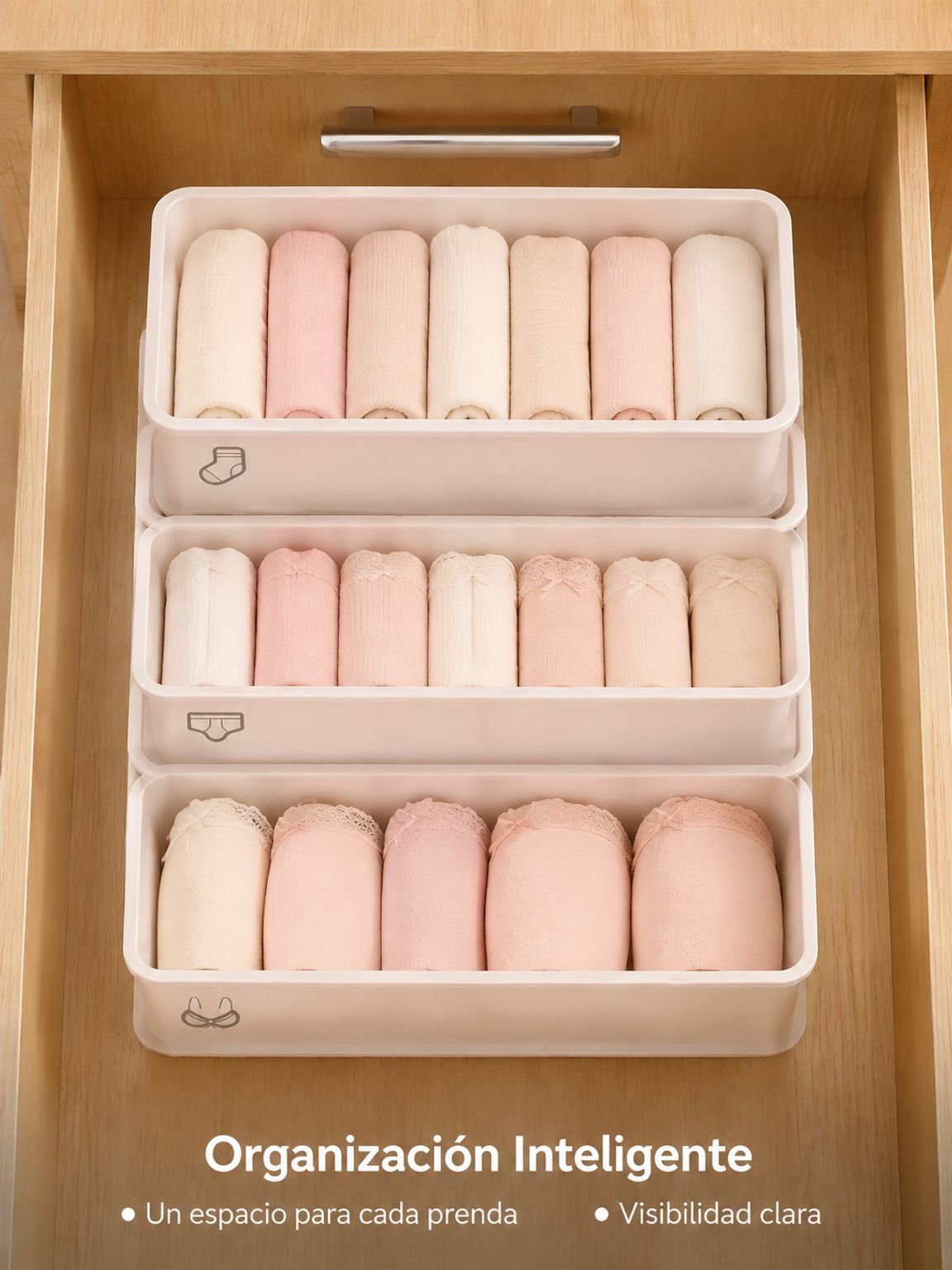Caja organizadora con divisiones para ropa interio