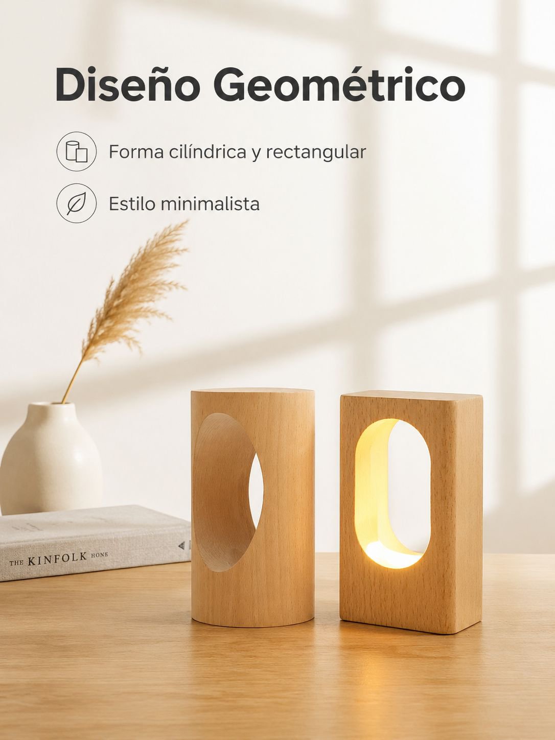 Lámpara nocturna de madera con sensor inteligente