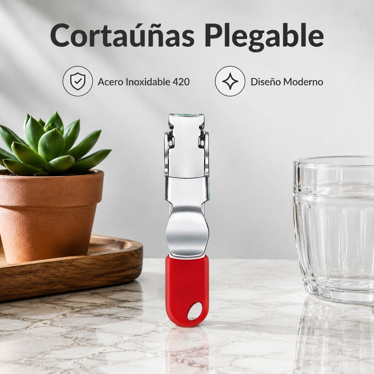 Cortauñas suizo plegable portátil, corte diagonal para manicura