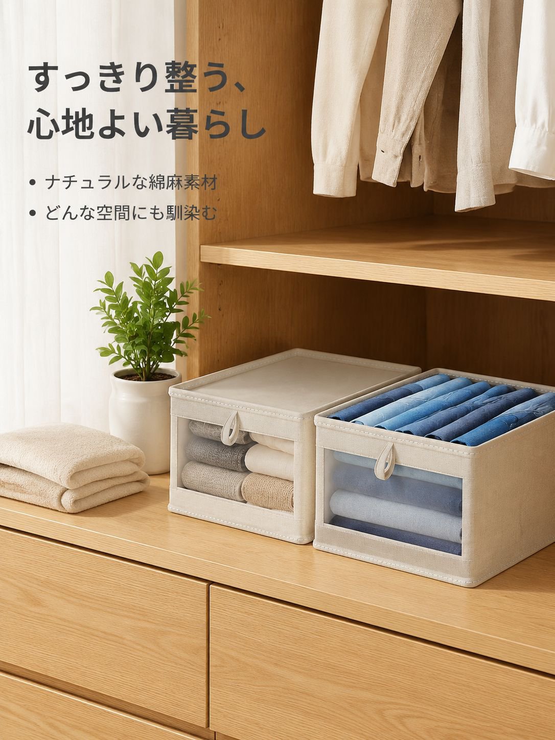衣類収納コットンリネンボックス