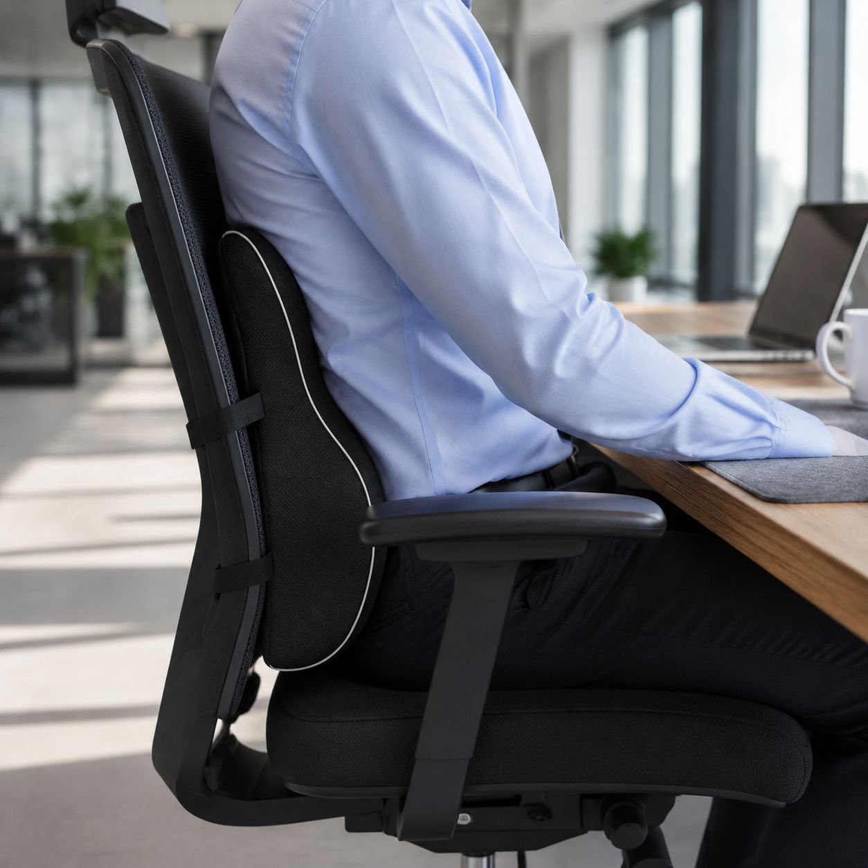 Ergonomisches Memory-Foam-Lendenkissen, großes Lendenwirbelkissen für Auto und Büro