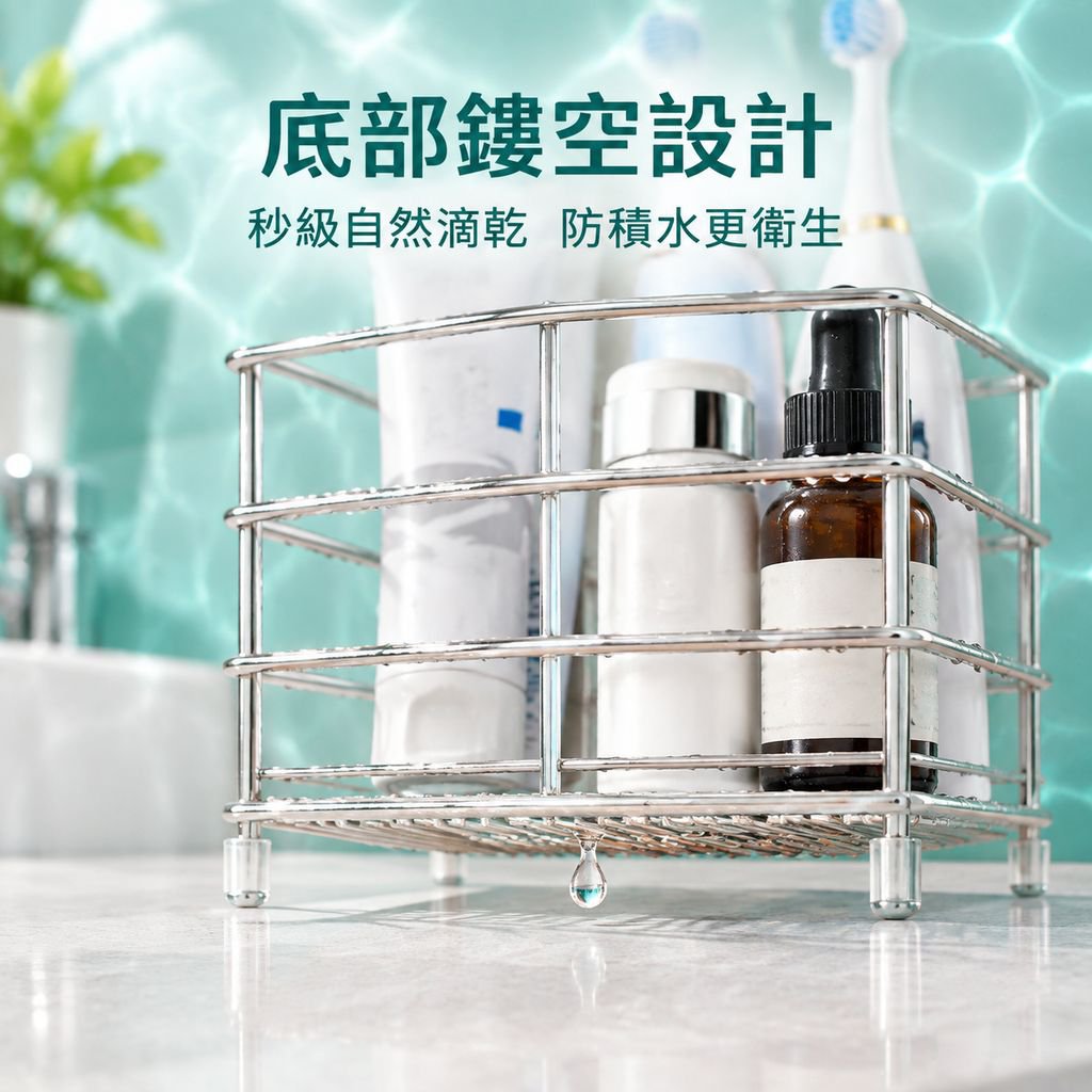 洗漱檯面不銹鋼牙刷架牙膏收納架
