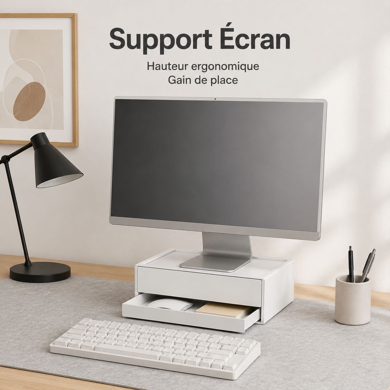 Boîte de rangement empilable en plastique pour bureau