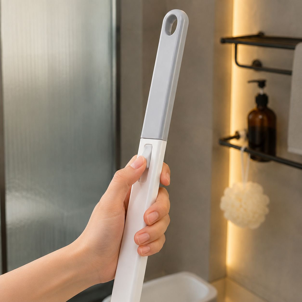 Toilet bowl cleaning with stain-removing brush