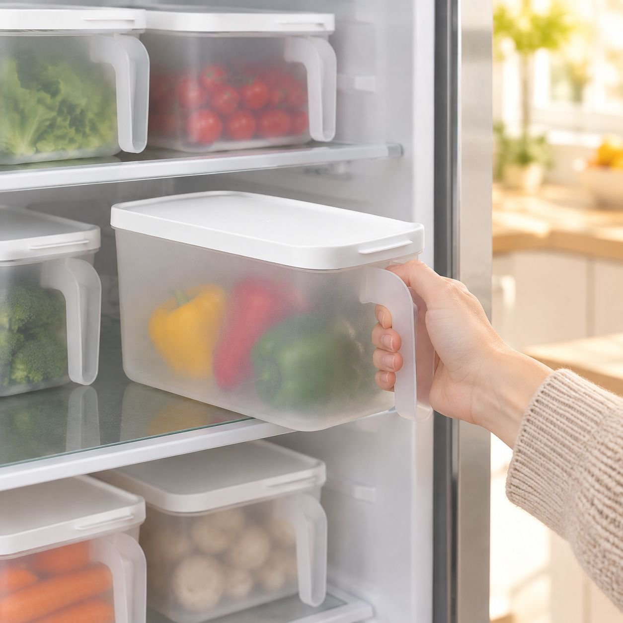 Airtight Refrigerator Storage Container for Vegetables and Eggs