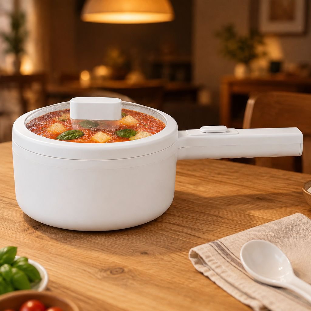Compact electric hot pot cooking noodles