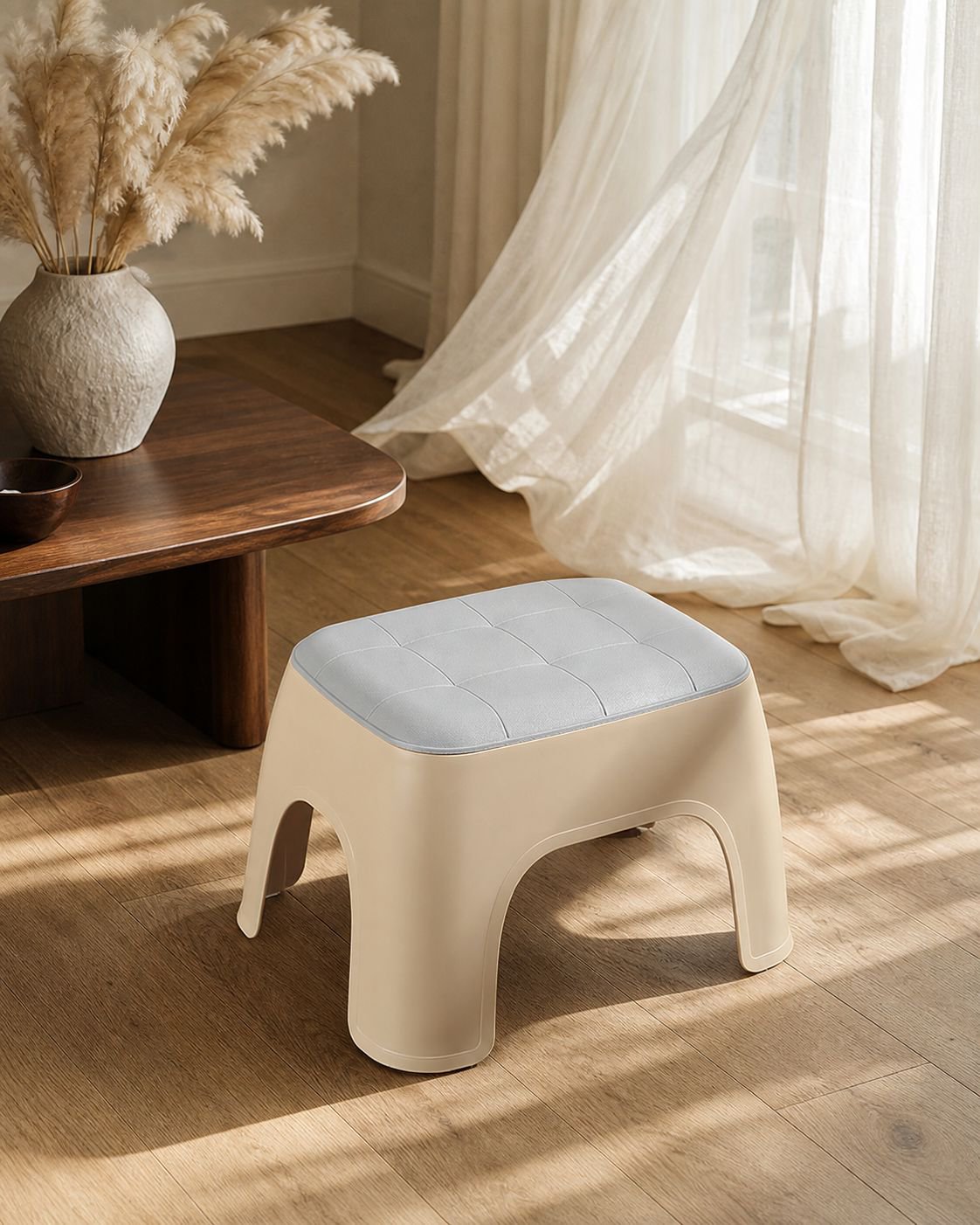 Ergonomic plastic stool for kids with safety features