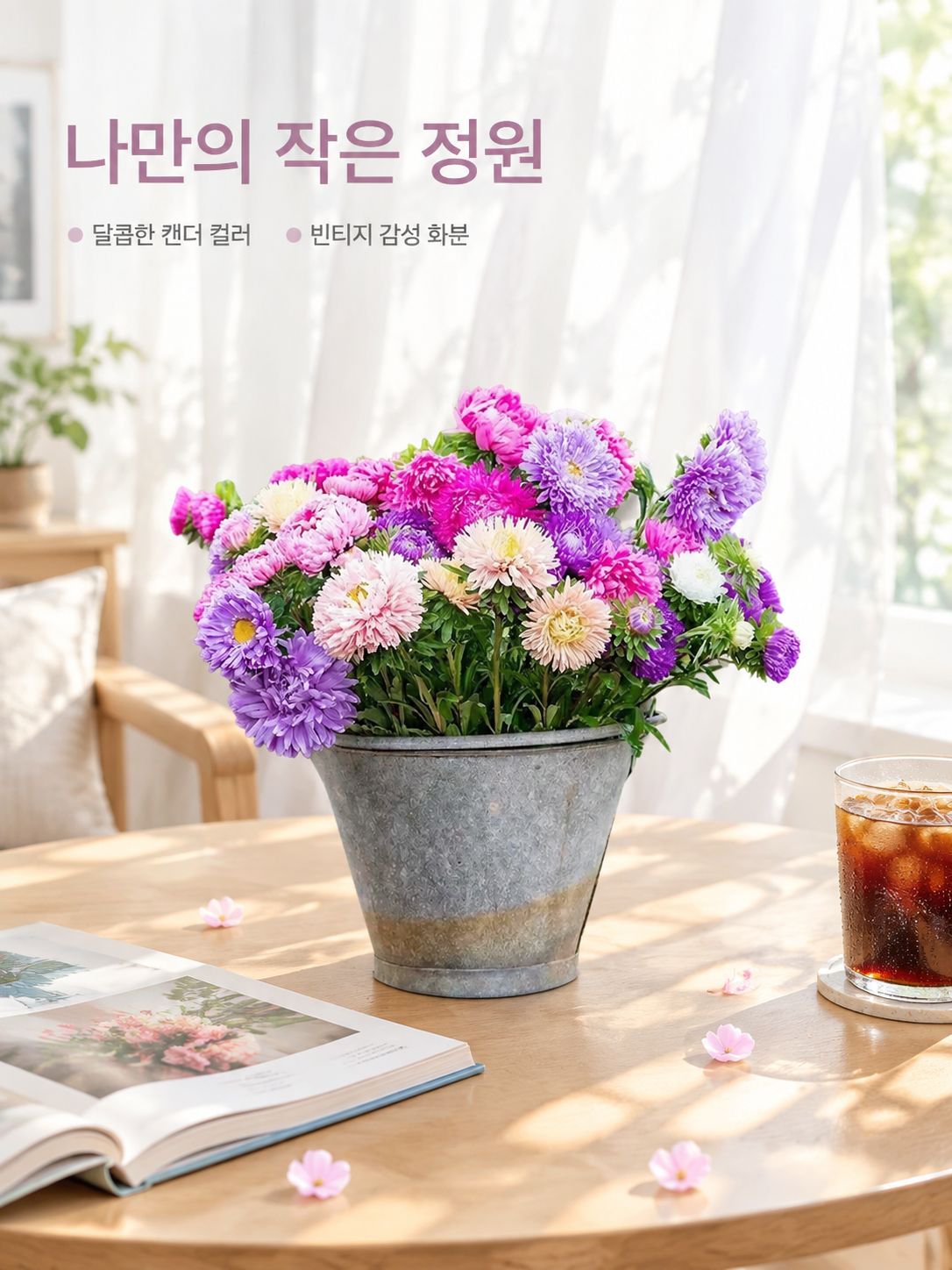 다채로운 캔디 화분 꽃