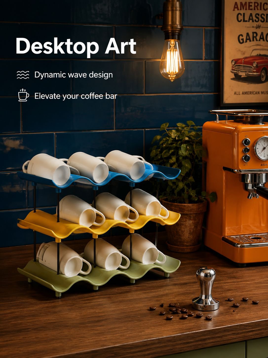 Wave-Shaped Cup Organizer Shelf