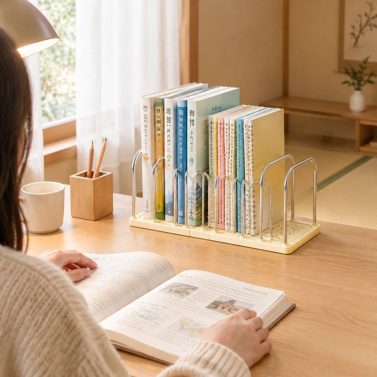 本の倒れを防ぎながら収納できるブックエンド型ラック