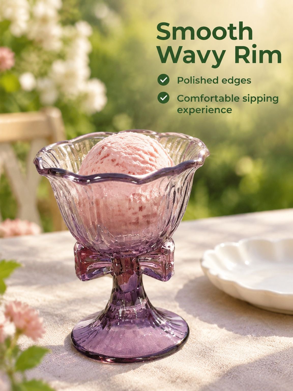 Purple bow glass showing its elegant stem and bowl