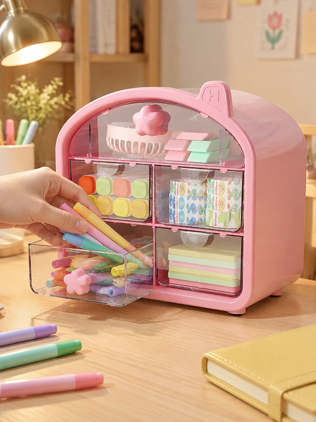 Organizer box for student dormitory desk essentials