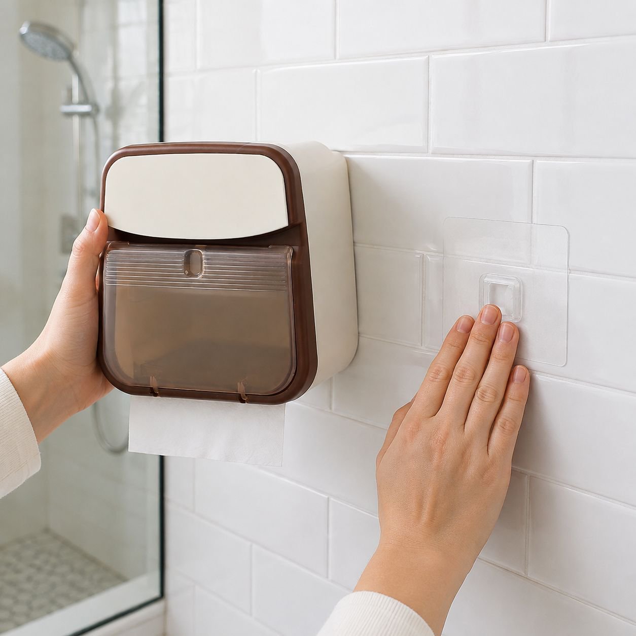 Easy-to-install waterproof toilet paper dispenser