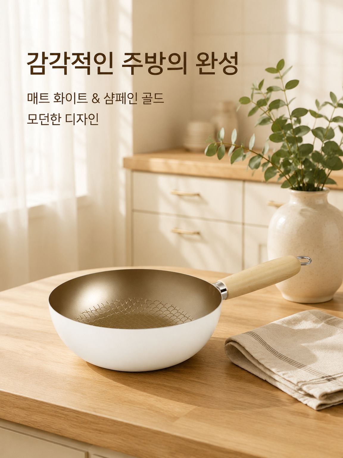 세라믹 코팅 화이트 프라이팬
