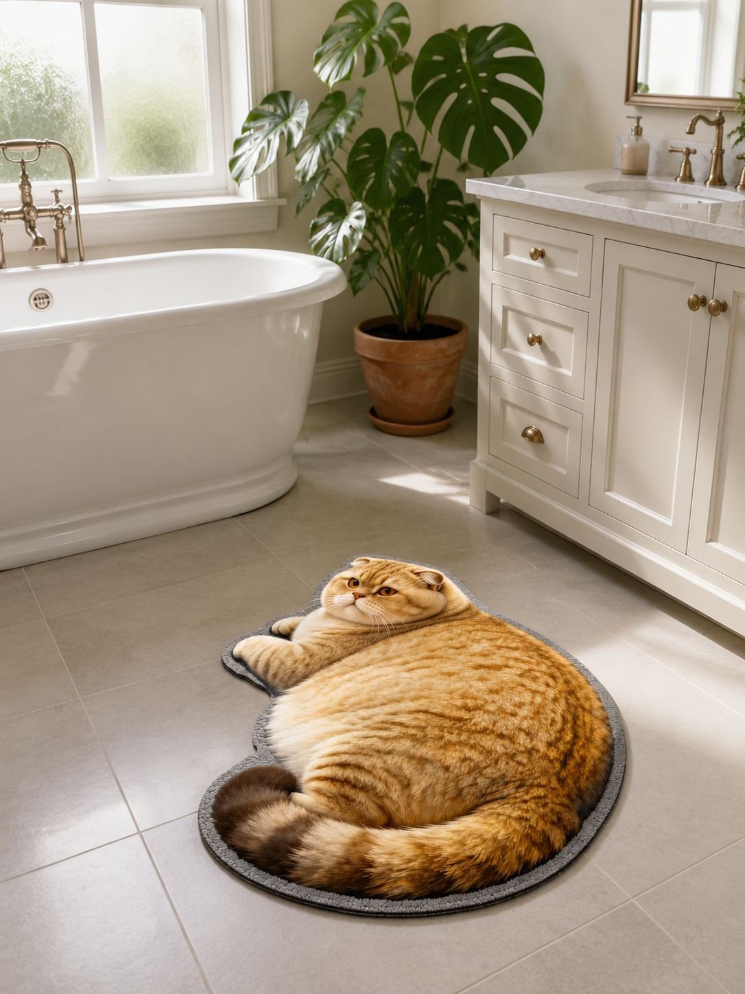 Anti-slip and quick dry bathroom mat in use
