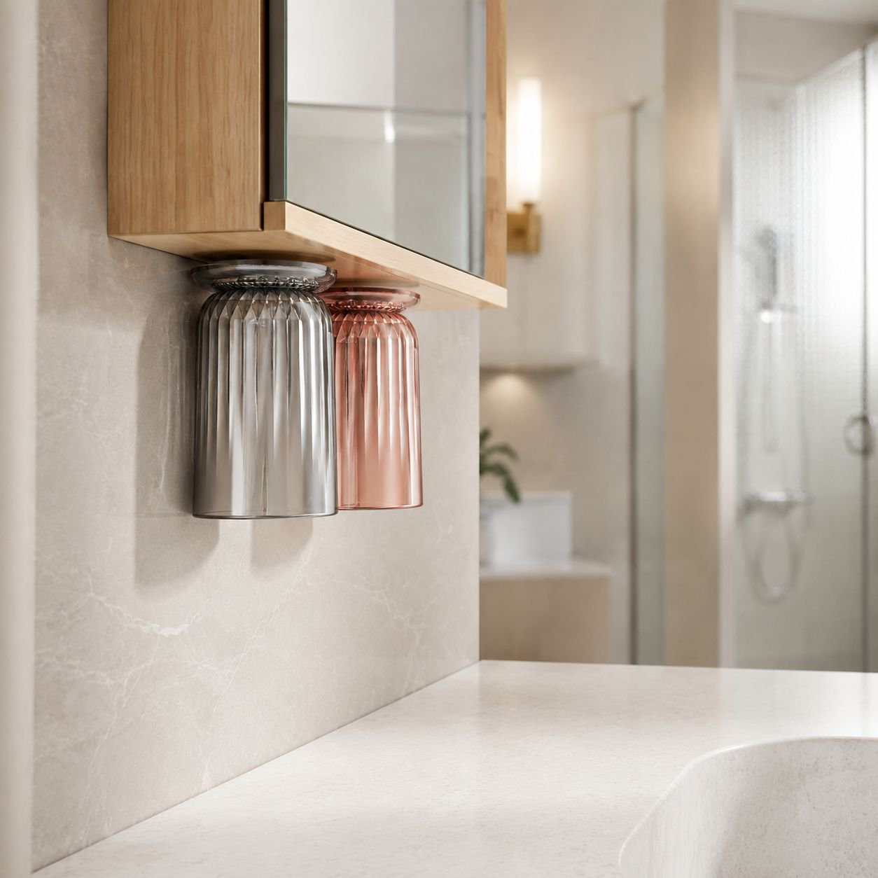 No-Drill Wall-Mounted Magnetic Toothbrush Holder Set