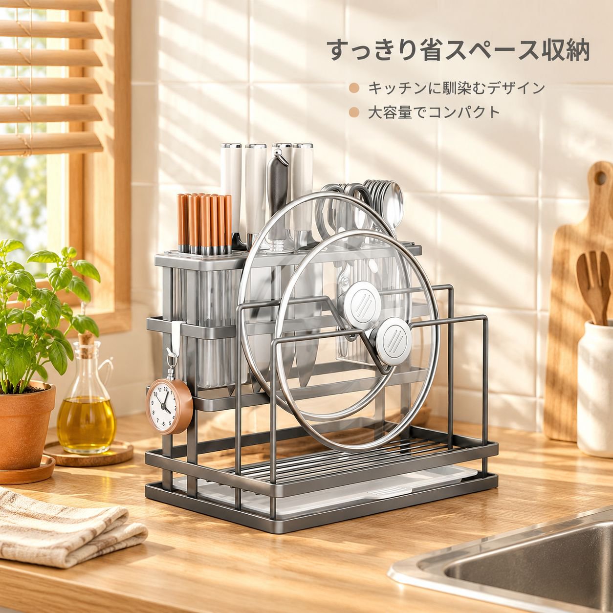 キッチンカウンター用包丁・箸ラック