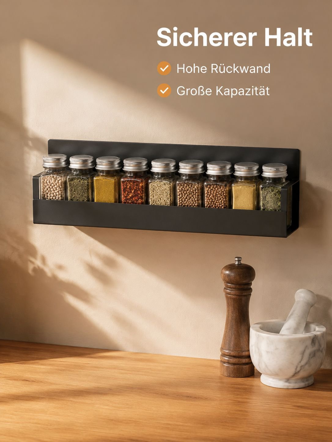 Bohrfreies Wand-Gewürzregal