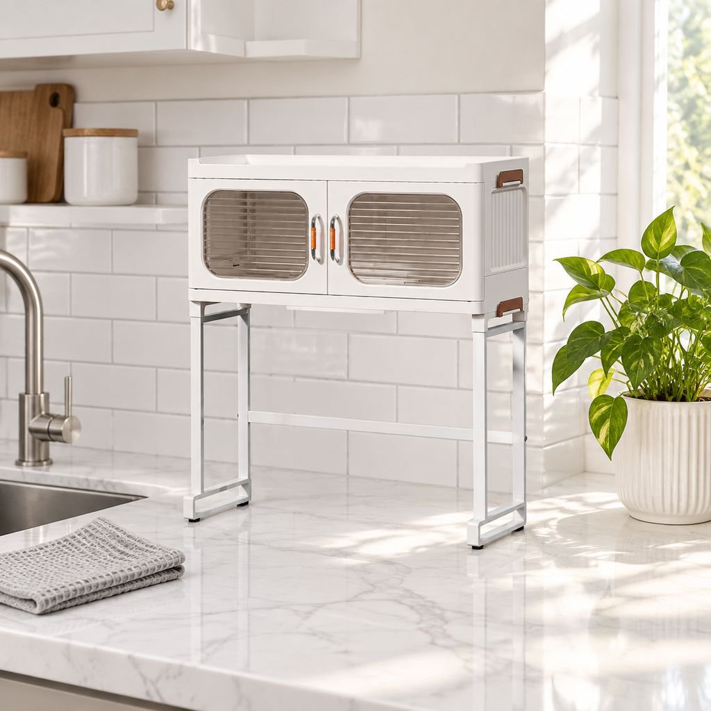 Dish Storage Cabinet with Drainage Basket