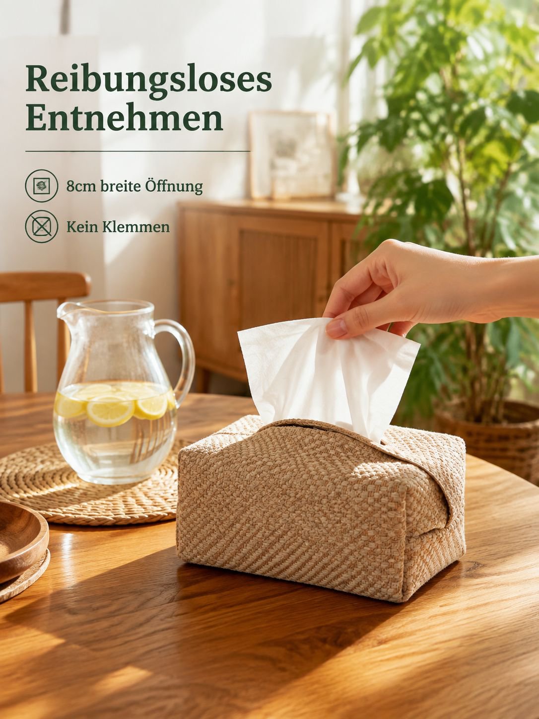 Baumwoll-Leinen Taschentuchbox Aufbewahrungstasche im japanischen Stil für Wohnzimmer und Esstisch