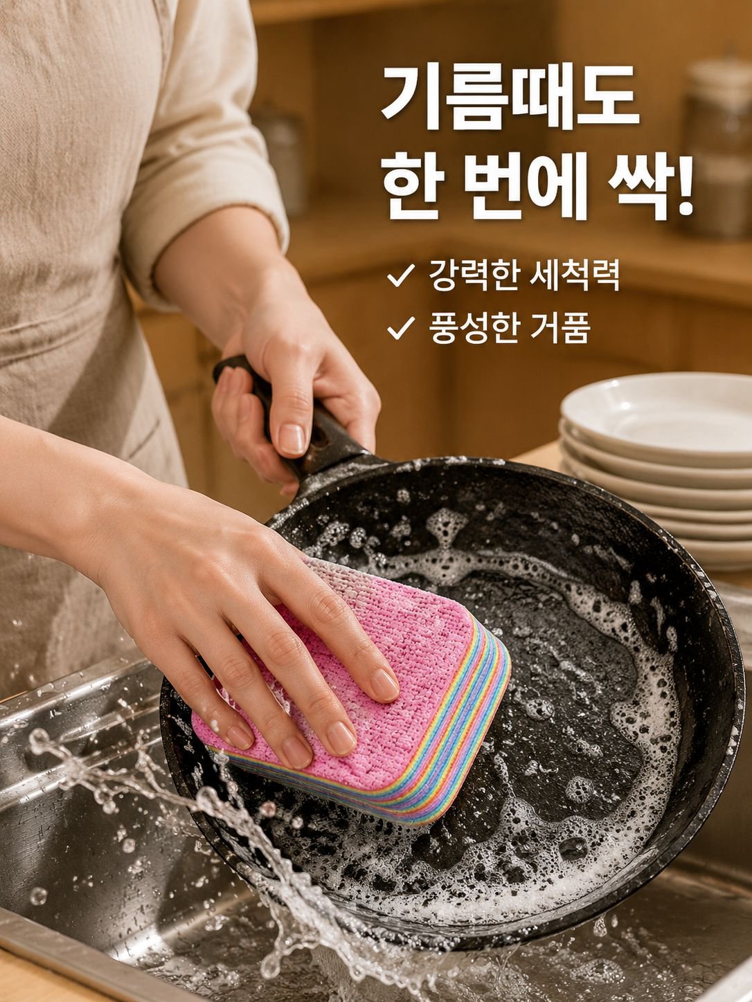 쉽게 찢어지는 여러 겹의 청소용 천