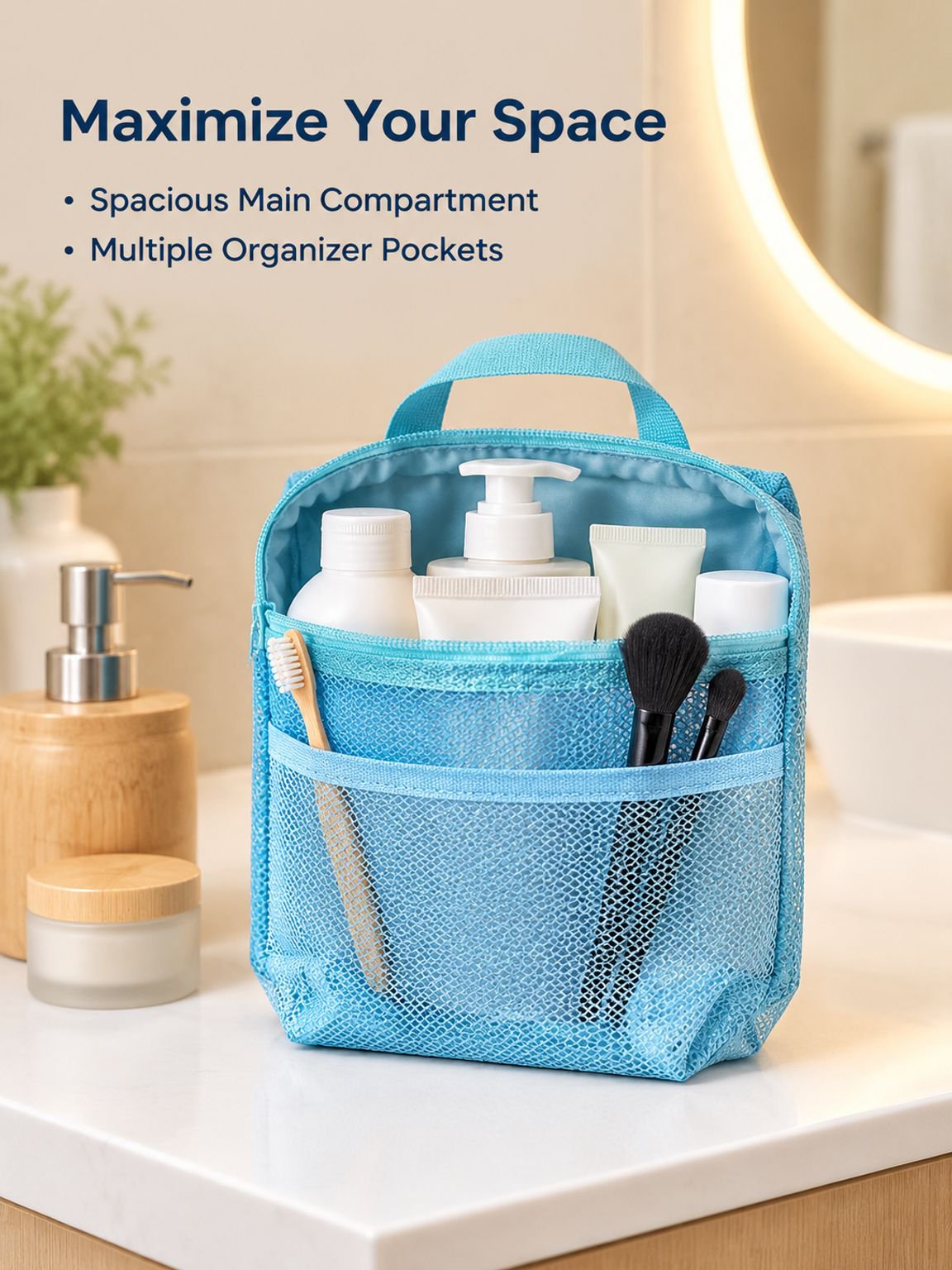 Portable Waterproof Mesh Toiletry Bag